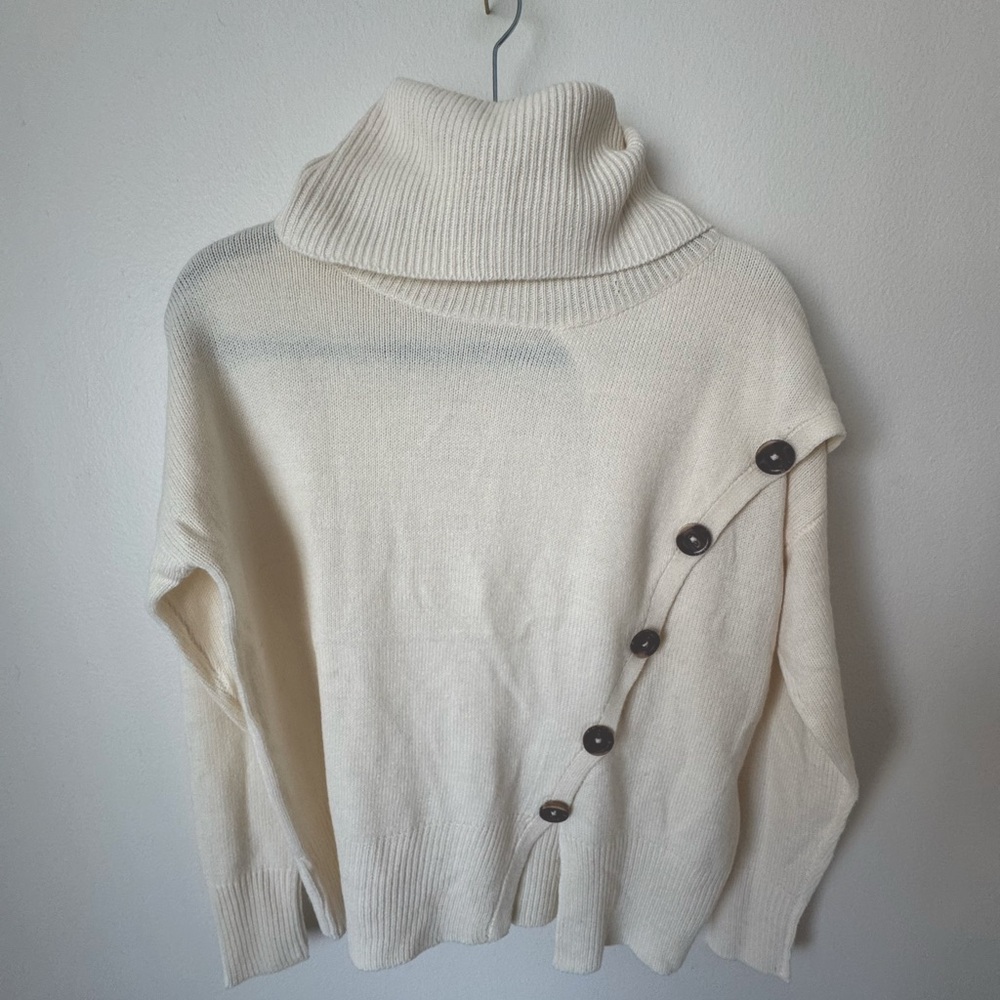 Poof Asymmetric-Button Sweater